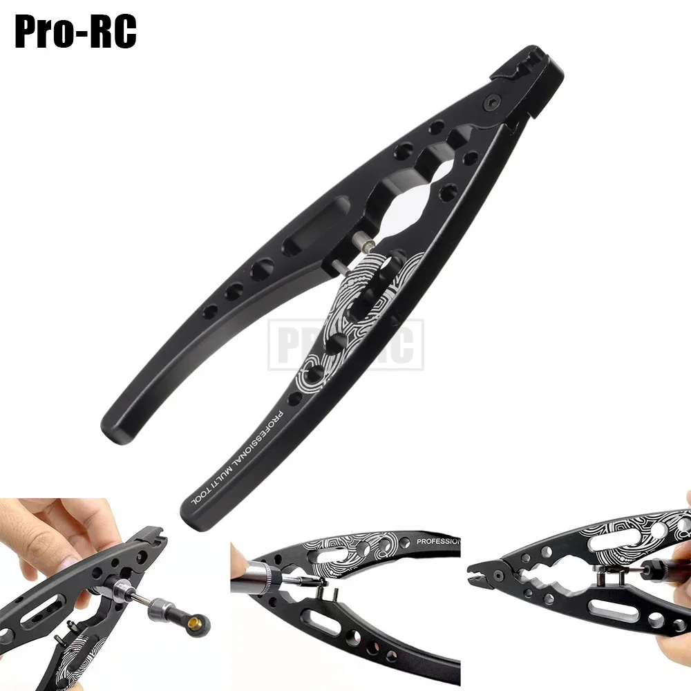 1Pcs Metal Shock Absorber Pliers Rod Ball Clamp Multi-function Tool Black for RC Car Crawler Model 1/8 1/10