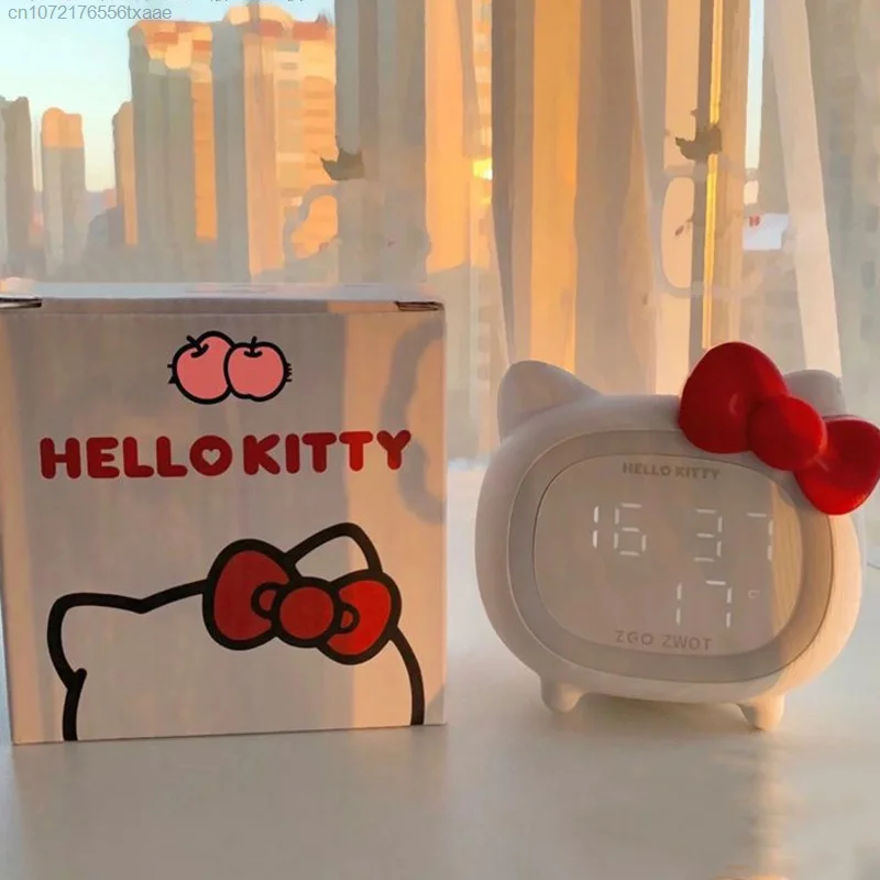 Sanrio Hello Kitty Alarm Clock Y2k Students Table Clock Bluetooth Intelligent Speaker Digital Clock For Bedroom Asthetic Gifts