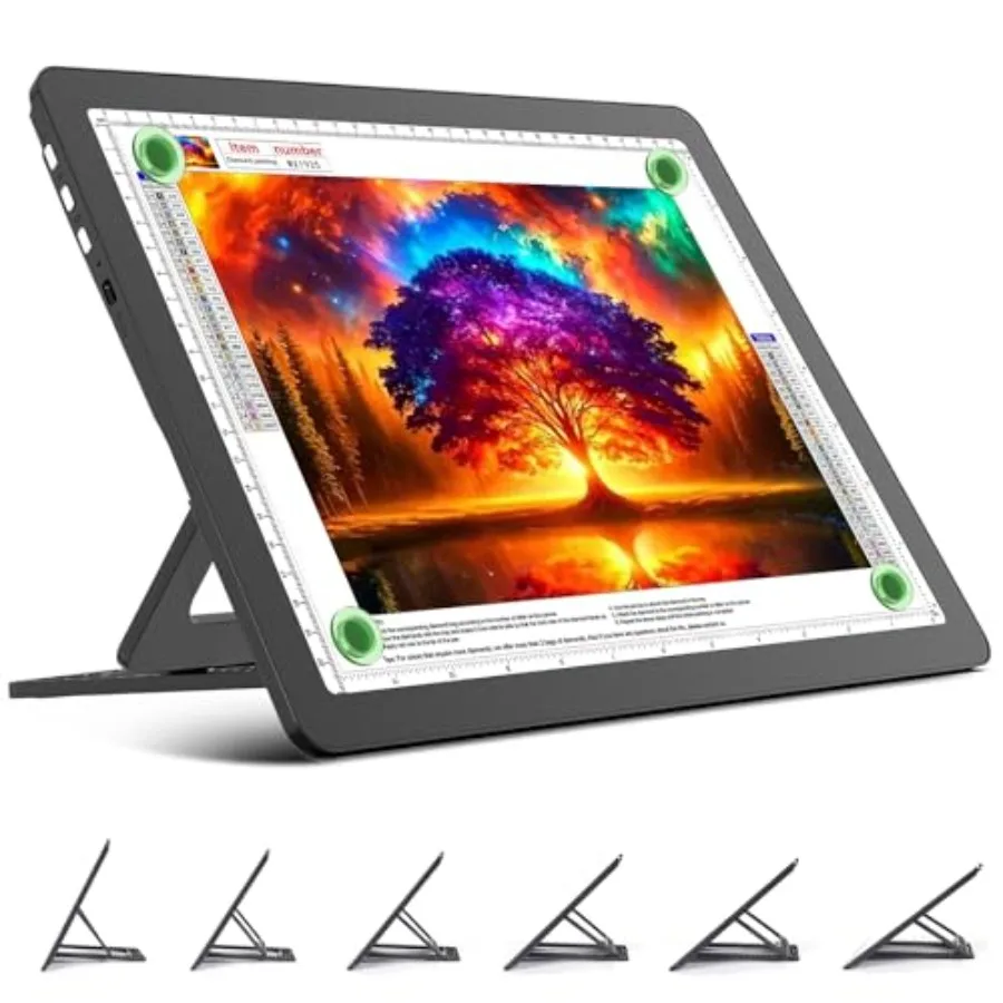 

Rechargeable A4 Light Board with Stand Super Bright Magnetic Light Pad with Side Buttons Wireless Light Box for Tracing and Dra