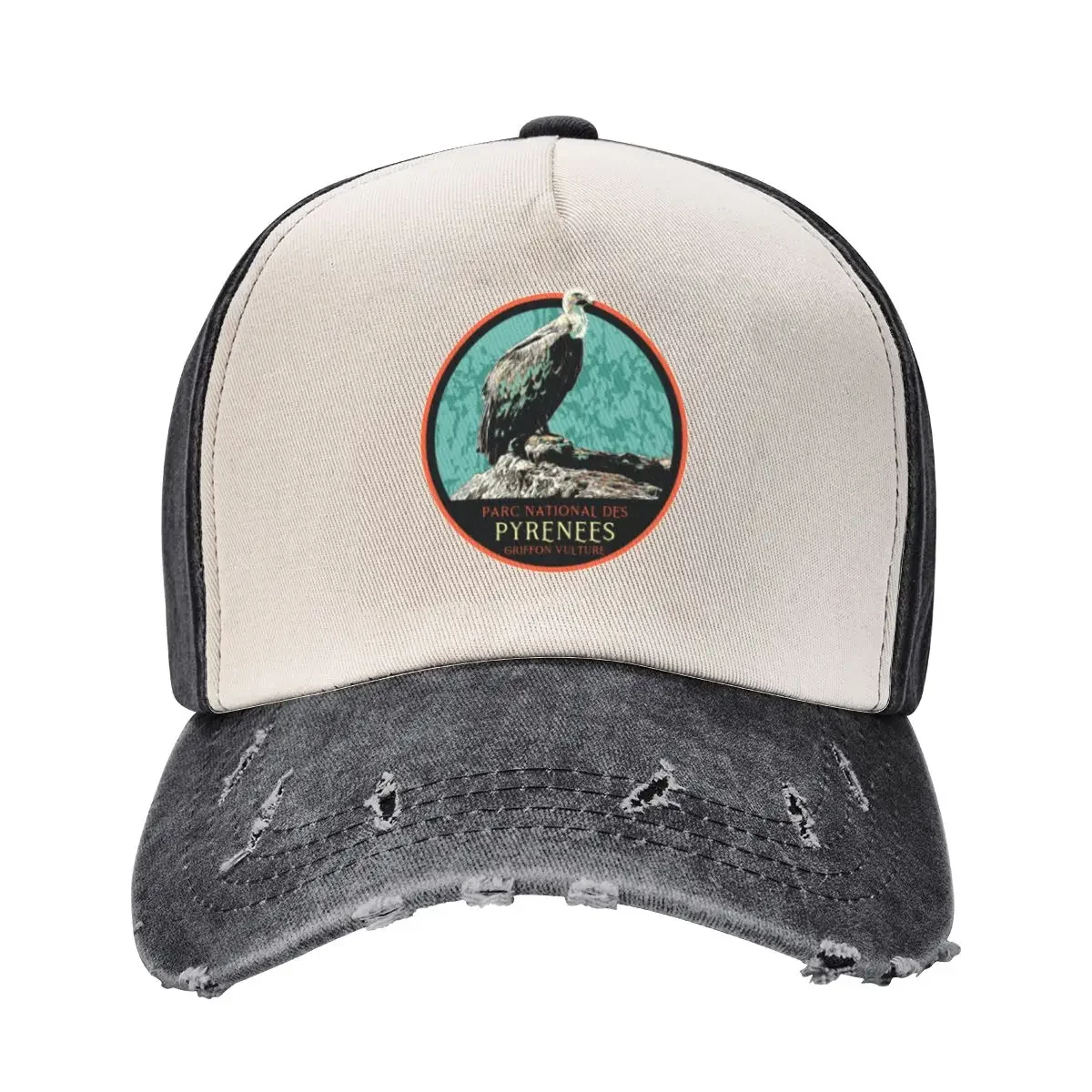 Pyrénées national park France, Europe hiking, vintage travel decal, european vulture Baseball Cap Hat Luxury Brand Ladies Men's