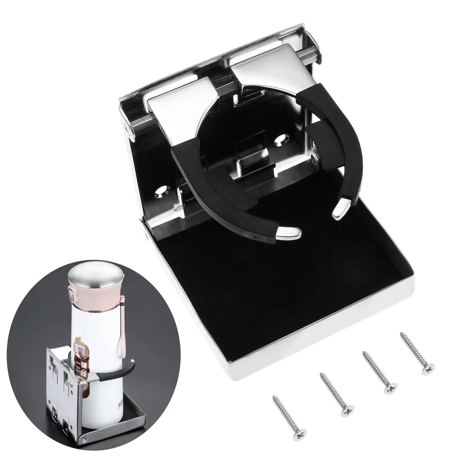 

Регулируемый автомобильный держатель для бутылок с напитками из нержавеющей стали, подставка, морской складной держатель для чашки с винтами, аксессуары для гребных лодок