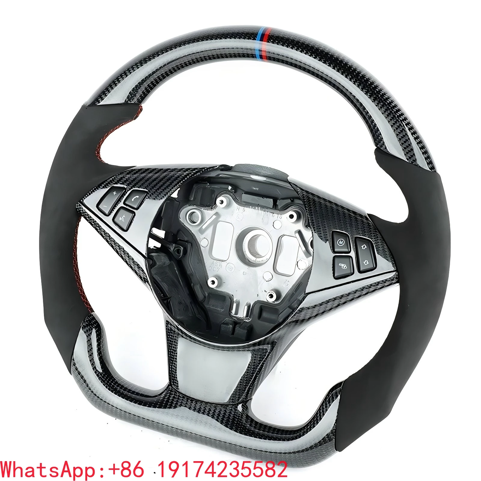 

E60 Carbon Fiber Steering Wheel Gloss Top Carbon Stripe Fit for BMW E60 M5 Custom Steering Wheels