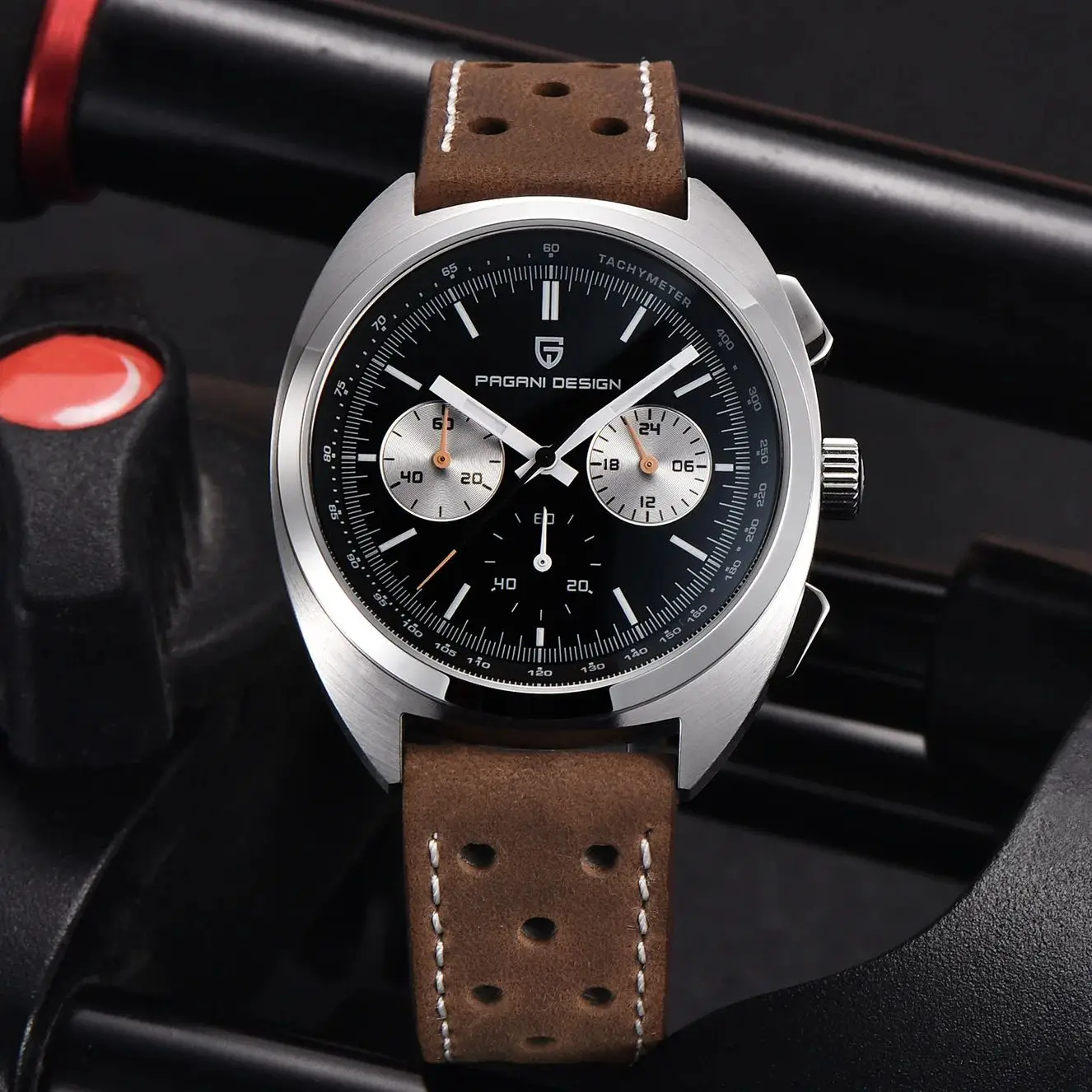 PAGANI DESIGN ساعات رجالية ريترو الباندا الهاتفي ساعة كوارتز الرجال اليابان VK63 كرونوغراف الياقوت الزجاج ساعة معصم الرجال 2024 جديد #4