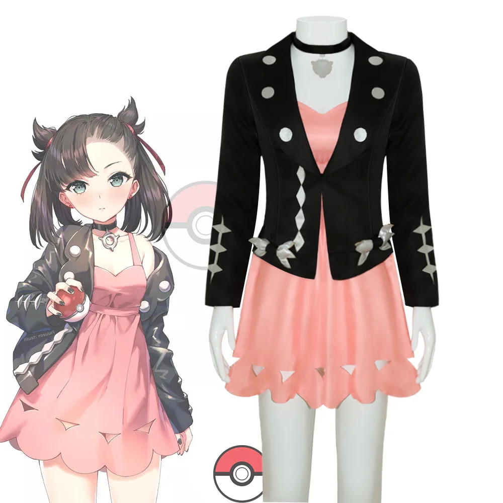 

Новый Sword Shield Marnie, карнавальный костюм для женщин и девочек, платье Spikemuth Galar Trainer Marnie Mary, игровой парик для косплея