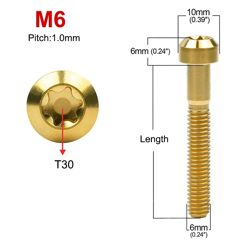 Ti Titanium Bolts M6 x 10 15 20 25 30 35 40 45 50 60 65 70 80mm Torx Inner Plum Blossom Screw Motorcycle Modification Screw