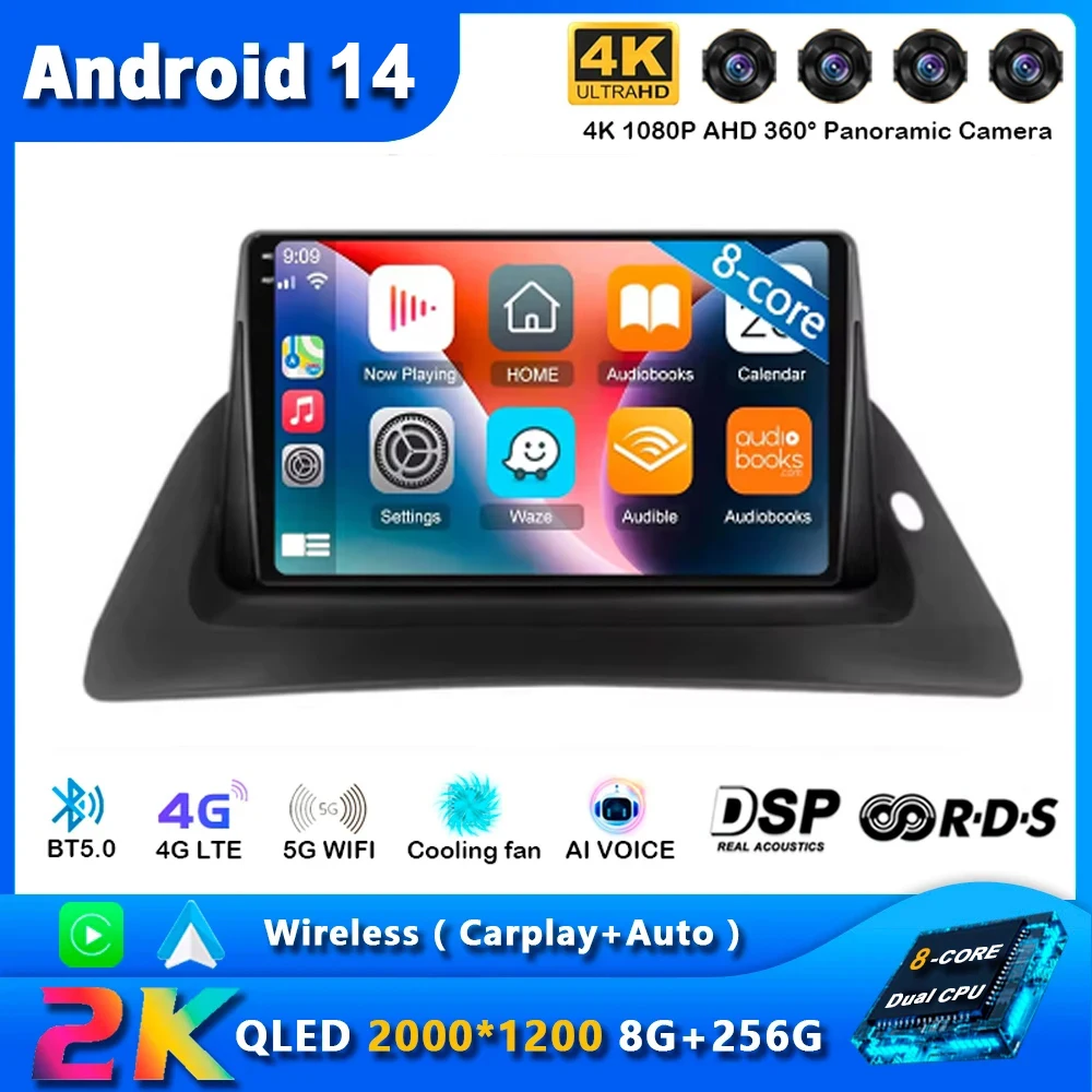 

Android 14 Carplay Car Radio For Renault Kangoo 2008 - 2018 Navigation Multimedia GPS Player Stereo WiFi+4G Video BT 360 Camera