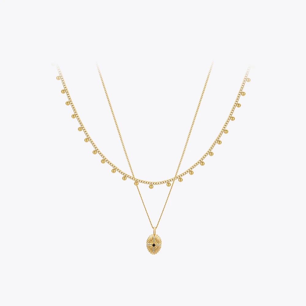 ENFASHION Pendant Cross Necklace With Beads For Women Gold Color Necklaces Trendy Simple Fashion Jewelry Dainty Dropship P233379