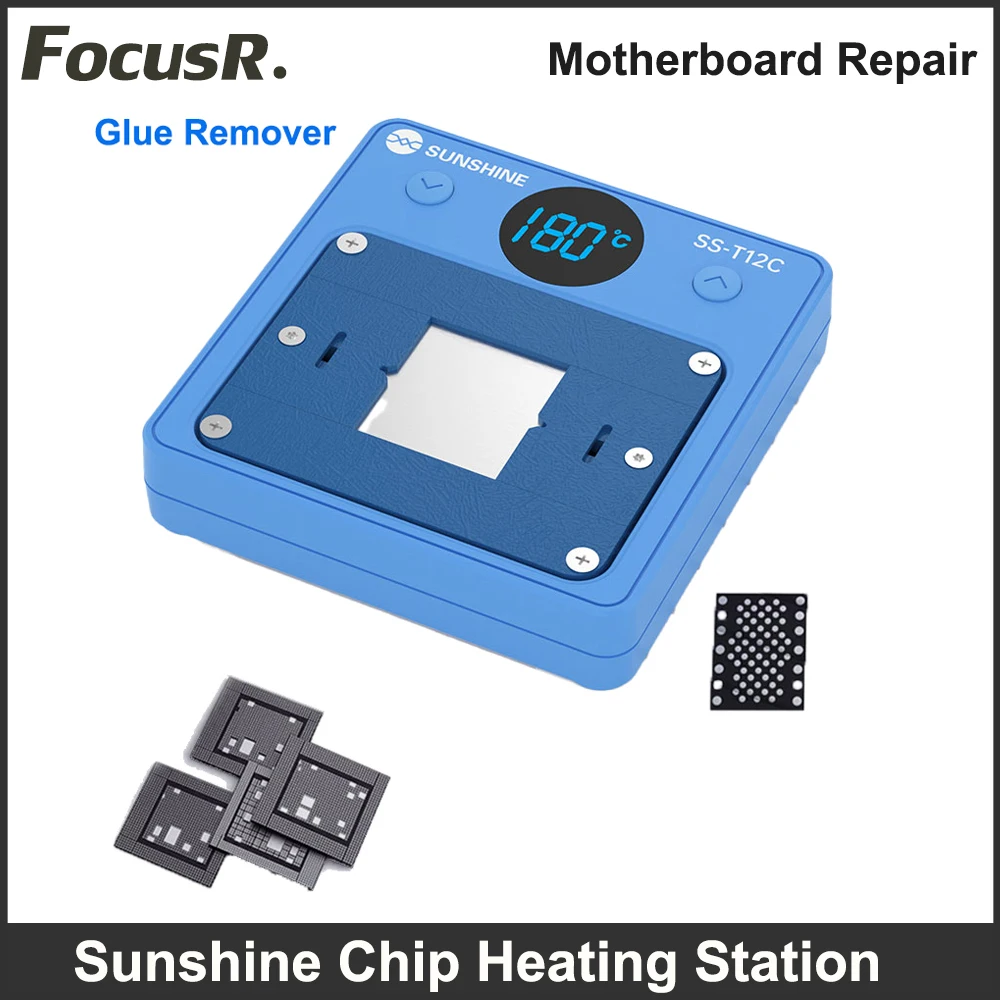 SUNSHINE SS-T12C Chip Heating Station for iPhone Samsung Redmi Hard Disk CPU Degumming Glue Remover Mobile Phone Repair Tools