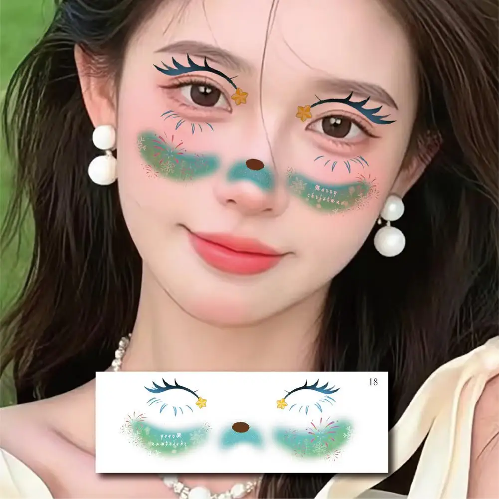 

Christmas Makeup Face Stickers Set Cute Reindeer Santa Claus Pattern Temporary Tattoos For Holiday Party Cosplay G6X4