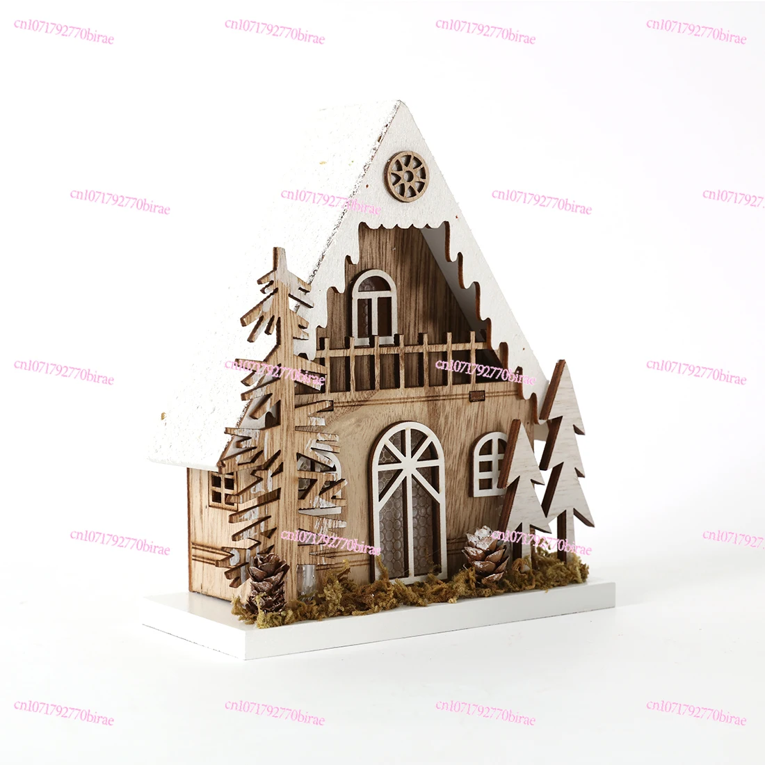 Christmas Forest Wood House 5LED Light Ornament Decorative Gift Ins Simple 17cm High 2