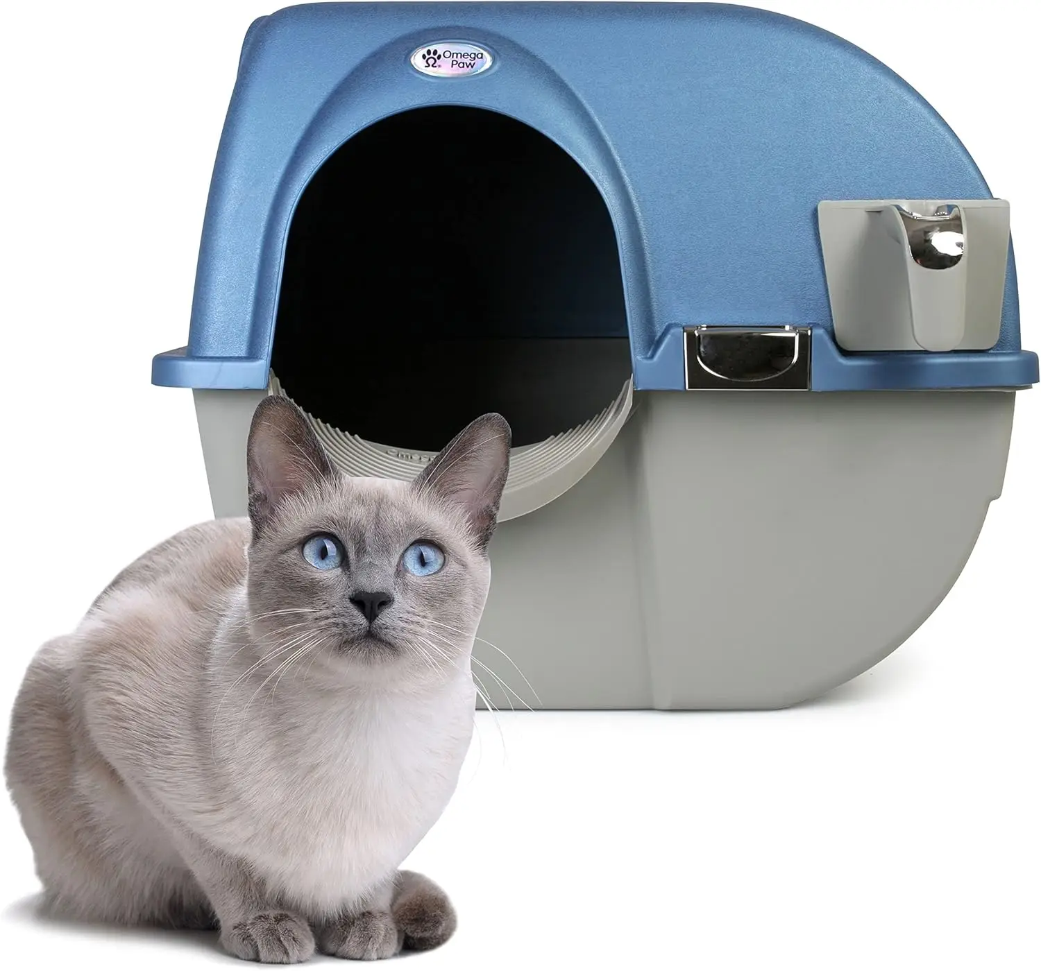 Caja de Arena Premium Roll 'n Clean Grande, Azul Perla para Gatos - Sin Necesidad de Recoger, Fácil de Usar