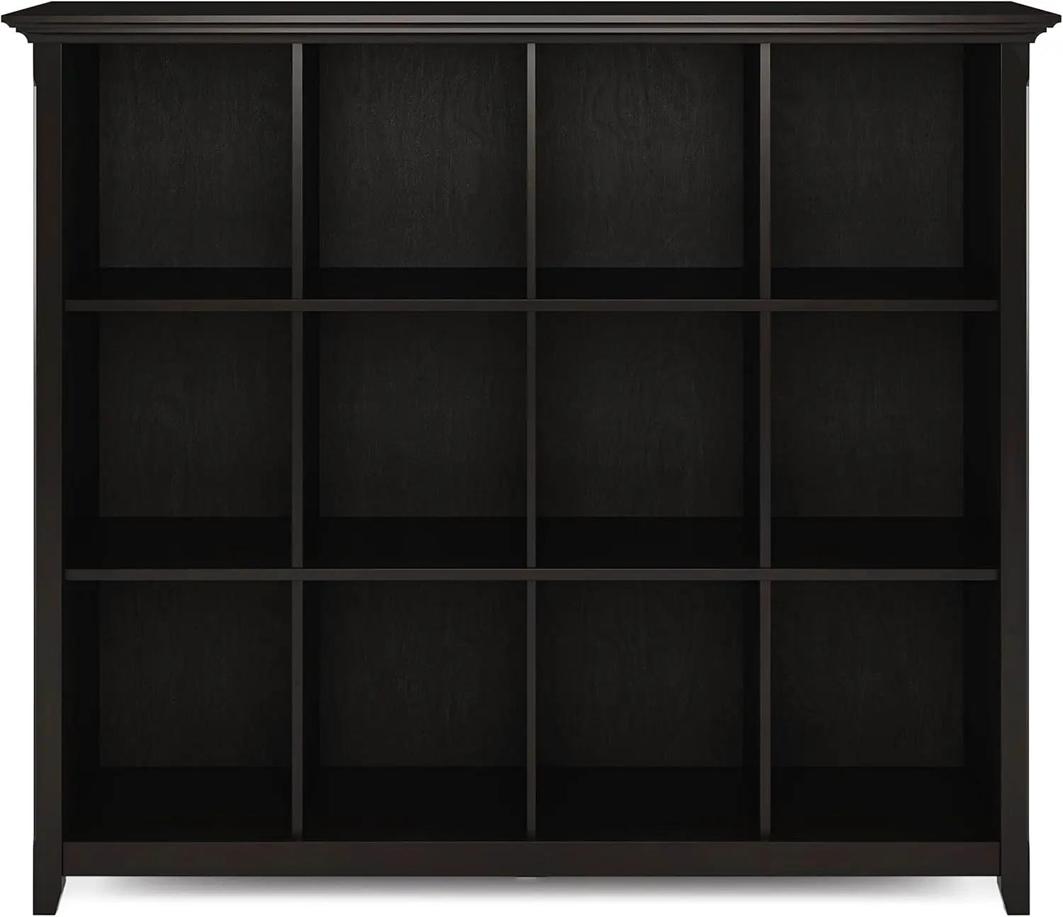 57 Inch Transitional 12 Cube Storage Bookcase in Hickory Brown, For the Living Room, Study Room an