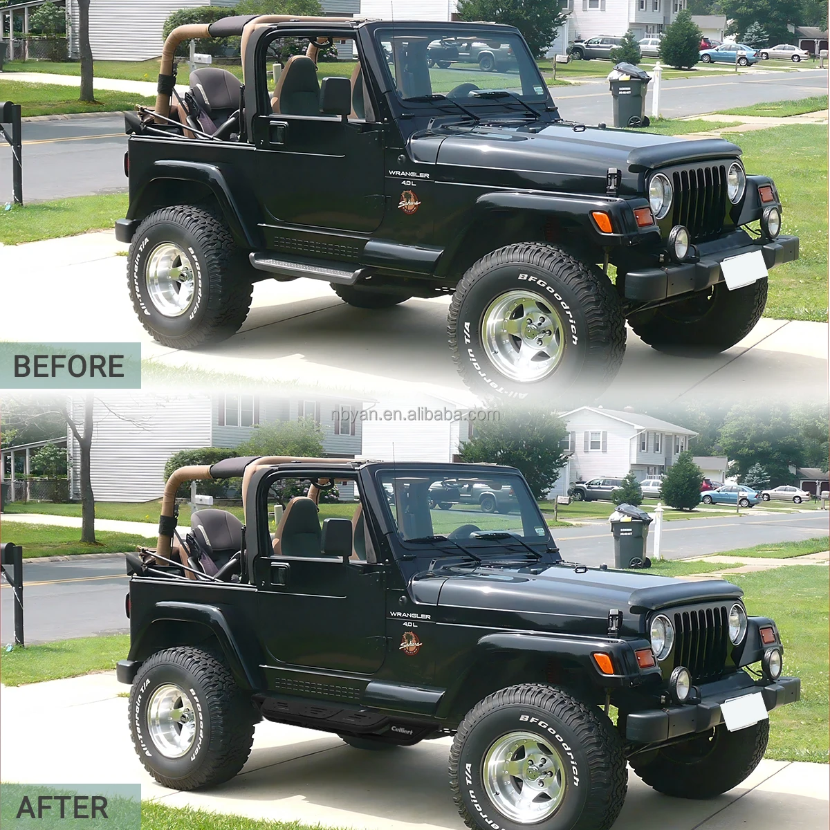 For 1997-2006 Jeep Wrangler TJ 2 Doors Bolts-On Running Boards Sturdy Side Step In Textured Black Steel - view 5