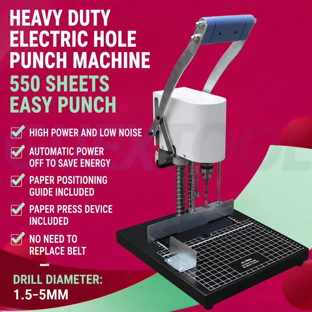A4 QY-550A Electric Punching Machine Financial Voucher File Paper Punching Drill Bit Can Be Exchanged For 5.5 cm Thickness