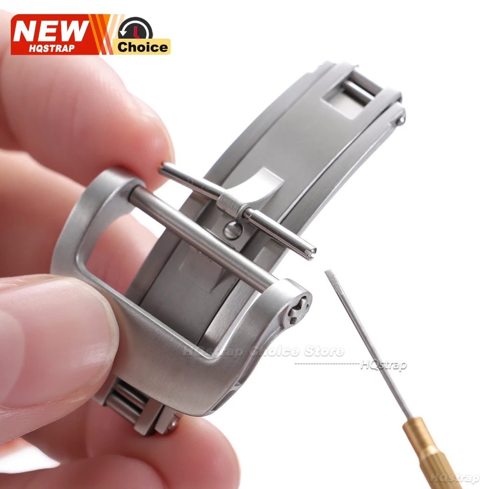 جديد جودة عالية الفولاذ المقاوم للصدأ للطي زر 18 مللي متر 20 مللي متر مزدوج الصحافة فراشة مشبك ل ريتشارد حزام ساعة اليد المشبك الفضة #2