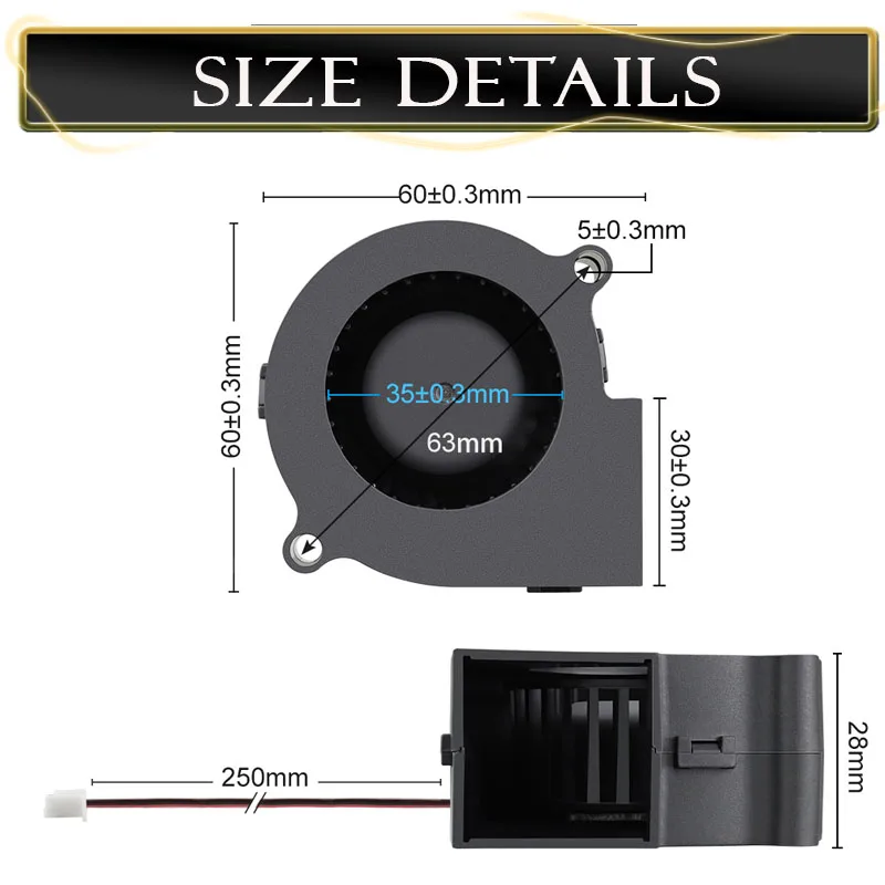 1 قطعة Gdstime 60 مللي متر DC التبريد الطرد المركزي منفاخ مروحة 60x28 مللي متر 12V 24V فرش 6028 6 سنتيمتر المزدوج الكرة كم الحرارة بالوعة المبرد