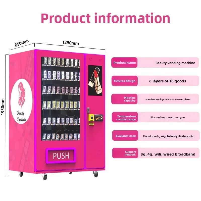 Shopping Mall Beauty Earrings Vending Machine Customized Eyelashes Vending Machine with Sticker Trial Card Reader Touch Screen