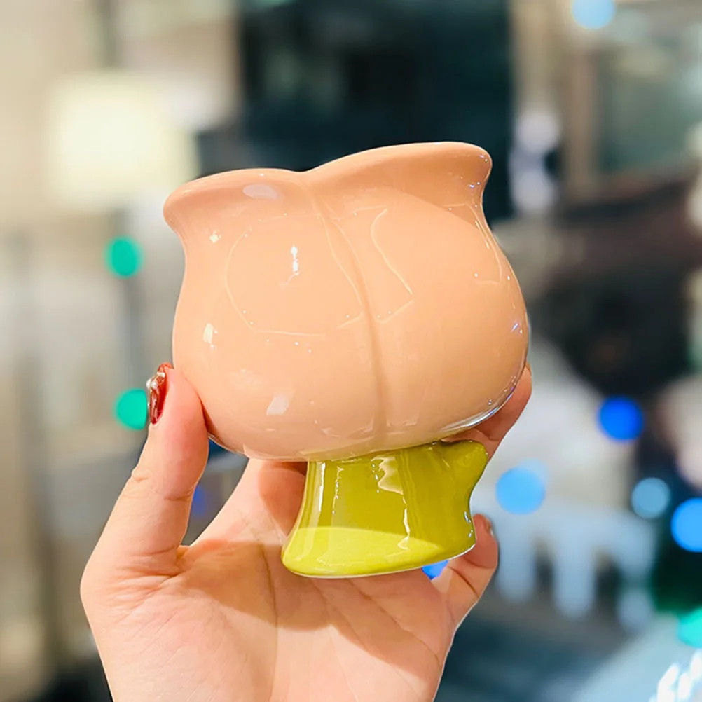 

Ceramic Tulip Ice Cream Cup Artistic Floral Dessert Bowl Highfoot Stable Design for Gelato Sorbet Holder