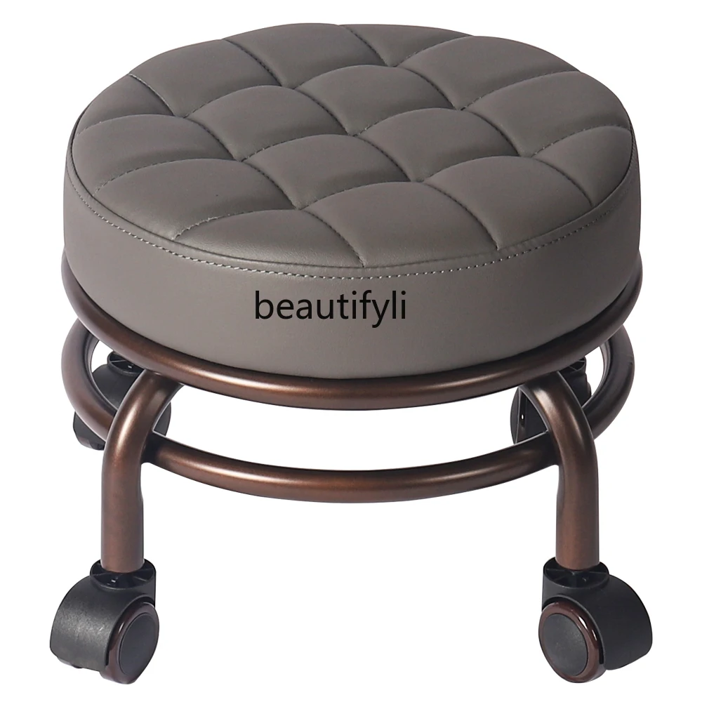 

Low Stool round Bench with Pulley Beautiful Seam Floor Cleaning Stool Toddler Stool Rotating Shoes Changing Sofa Stool