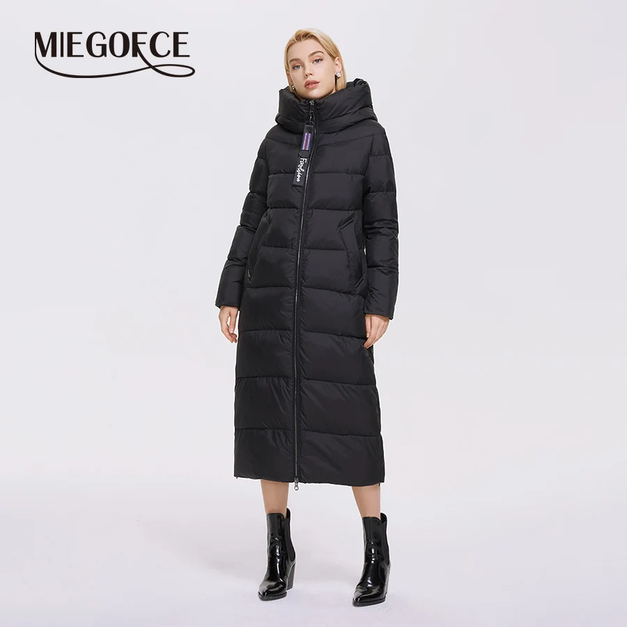 MIEGOFCE 2024 Winter Women Outwear Parka Super Long Warm And Windproof Zipper Cotton Coat With Stand-Up Collar Jackets D21679