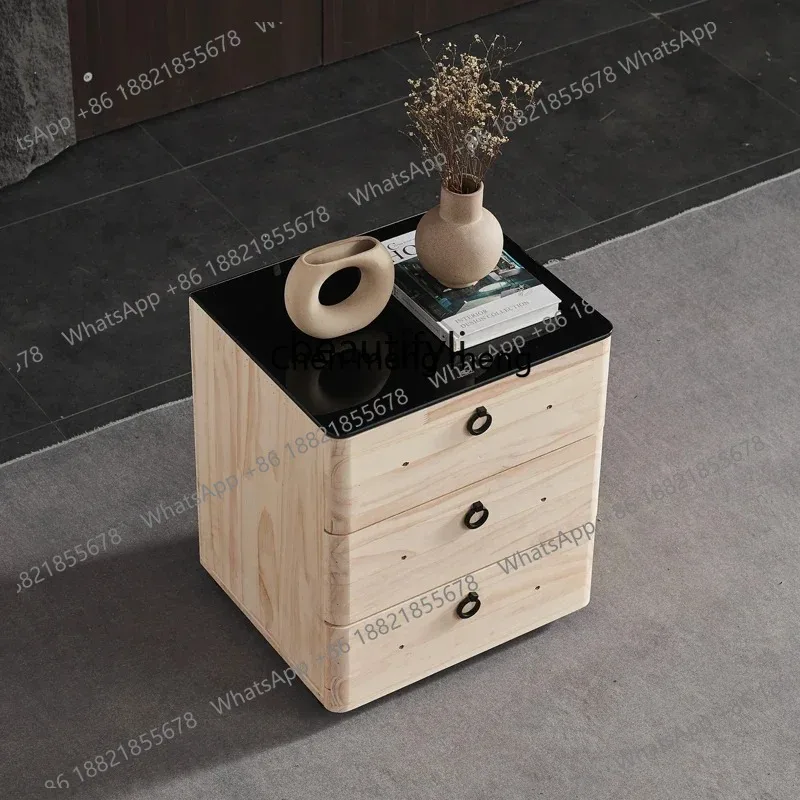 new ZqSolid Wood Light Luxury Bedside Table, High-Grade Storage, Simple Modern ss 26