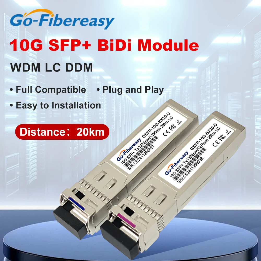 10Gb BiDi SFP Transceiver Module 10km,20km/40km/60km 10Gbase-BX T1270/R1330nm LC WDM Optical Module For Mikrotik/Huawei Switch