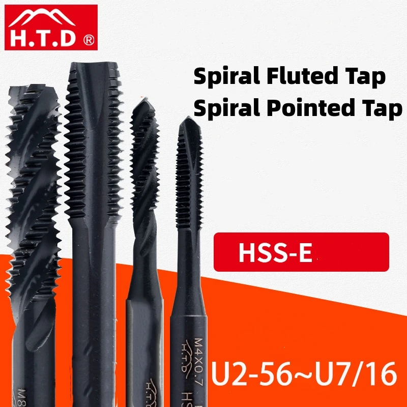 HTD HSSE American Spiral Fluted Tap/Pointed Tap  UNC/F2-56 10-24 4-40 6-32 10-32 1/2-13 1/4 5/16 7/16 Machine Screw Thread Taps