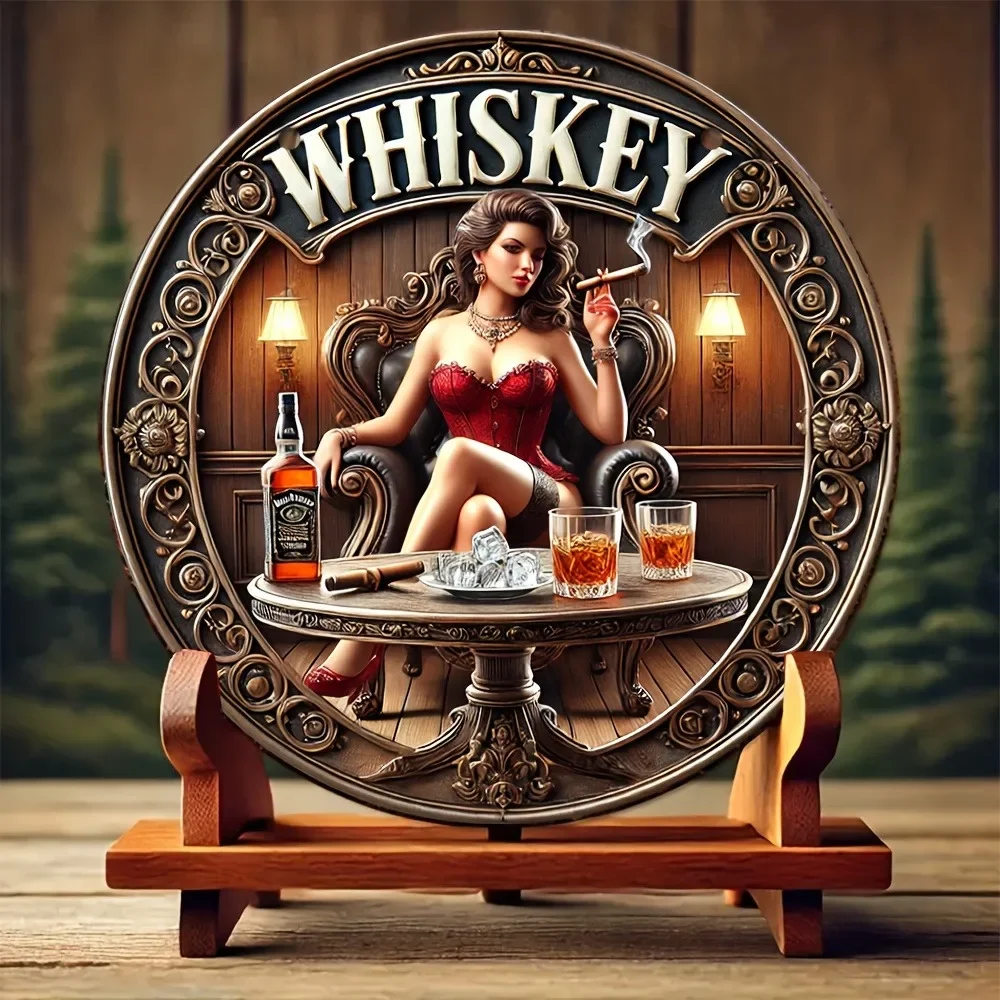 علامة ويسكي متينة من الألومنيوم المعدني العتيق - مثالية لتزيين غرفة المنزل وغرفة المعيشة والمطعم والمقهى والمكتب والنوادي والبار