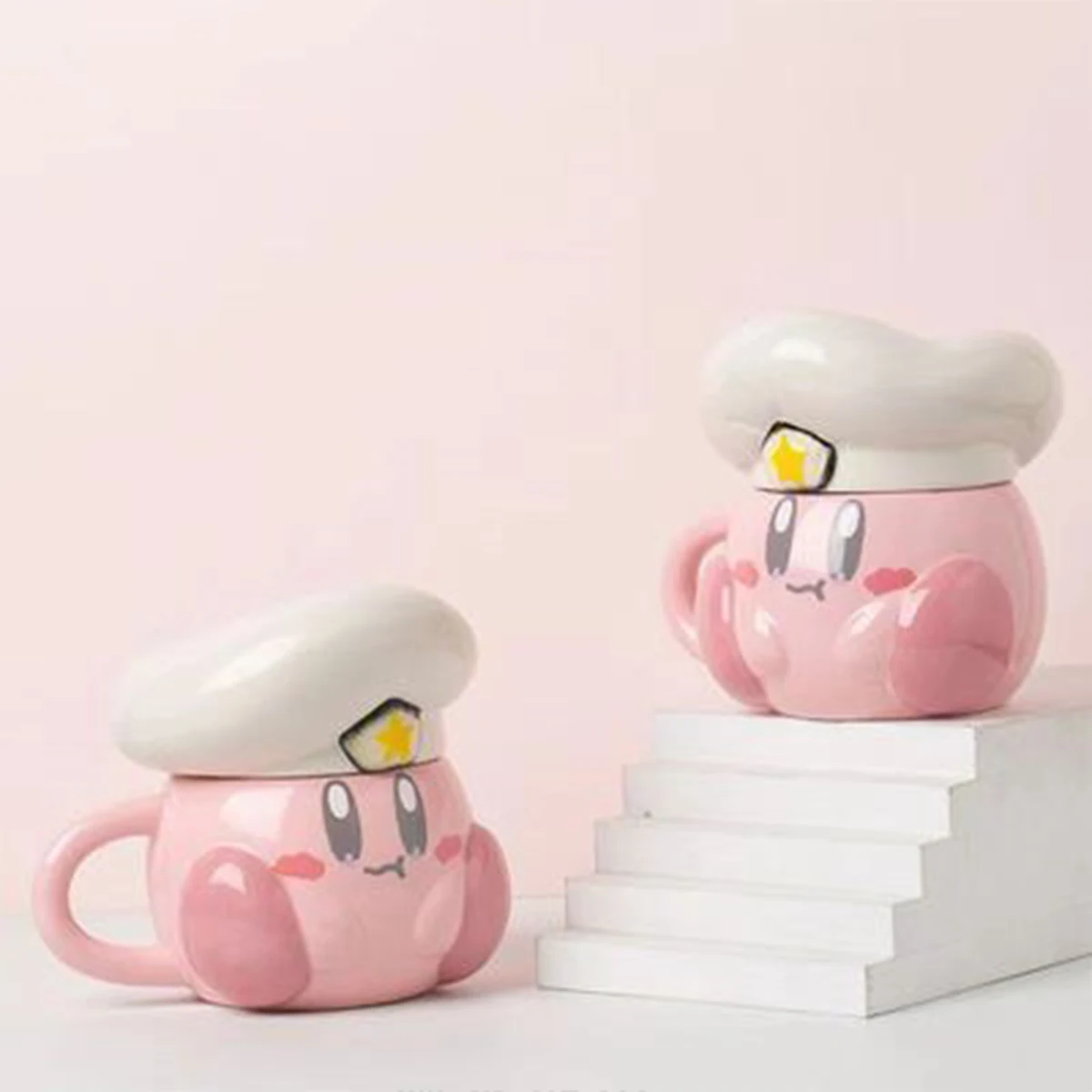 Kirby Game Animation Peripheral Original Simple Ceramic Mug With Lid Spoon Birthday Christmas Gift