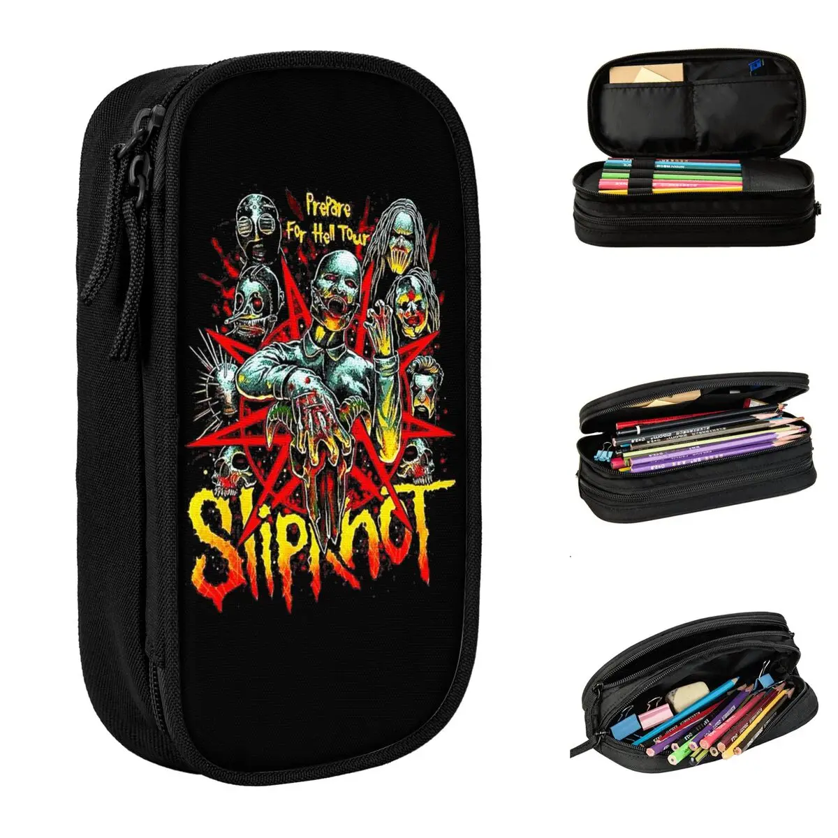 Classic Metal Band S-Slipknots Pencil Case Heavy Metal Pencilcases Pen for Student Large Storage Bags School Zipper Stationery