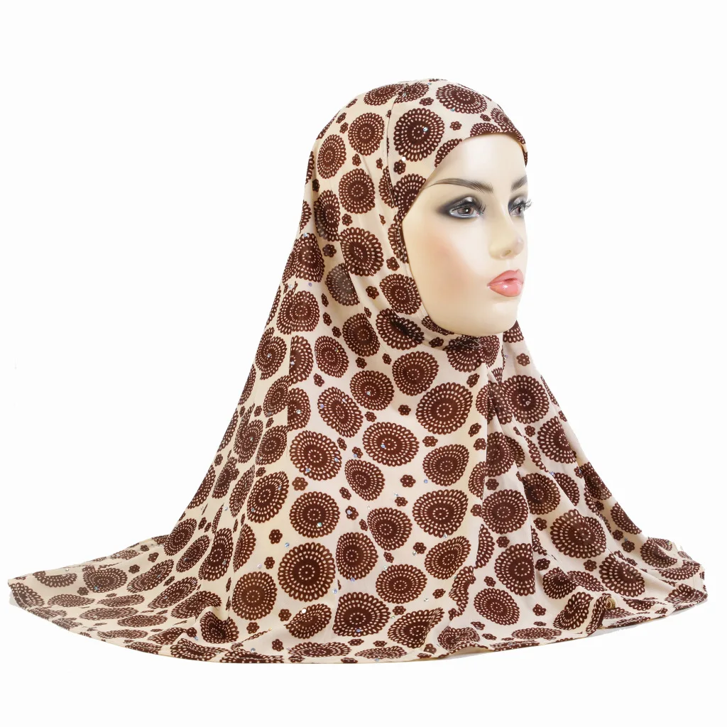 

Muslim Women Print Hijab Amira Khimar Turban Pull on Ready Instant Hat Scarf Full Cover Shawl Cap Niqad Headscarf Wrap Islamic