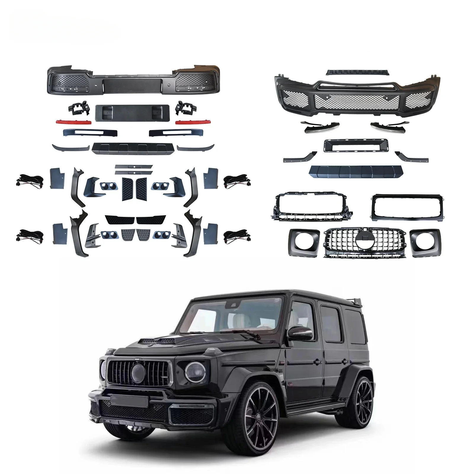 Leishuo 2024 Car Body System Upgrade to B-Brabus Style Car Body Kit Include Front and Rear Bumper Assembly with Grille