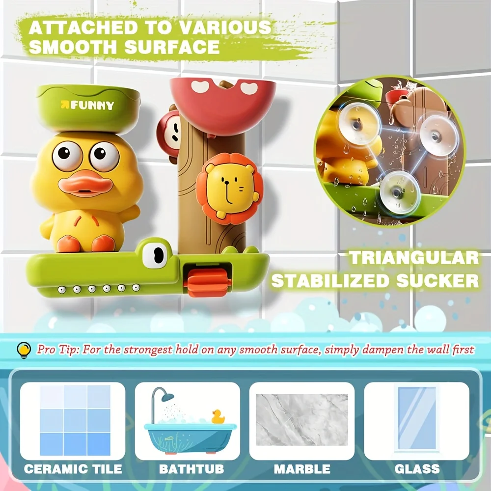 لعبة طاحونة الهواء للعب مائي البطة، رفيق جيد للأطفال للعب في الحمام، وتأتي قطعتين من الملحقات