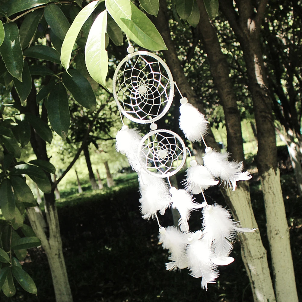 White Dream Catcher Pendant Hand-woven Wall Decor Pendant Romantic Creative Handmade for Girlfriend Gift for Party Decoration