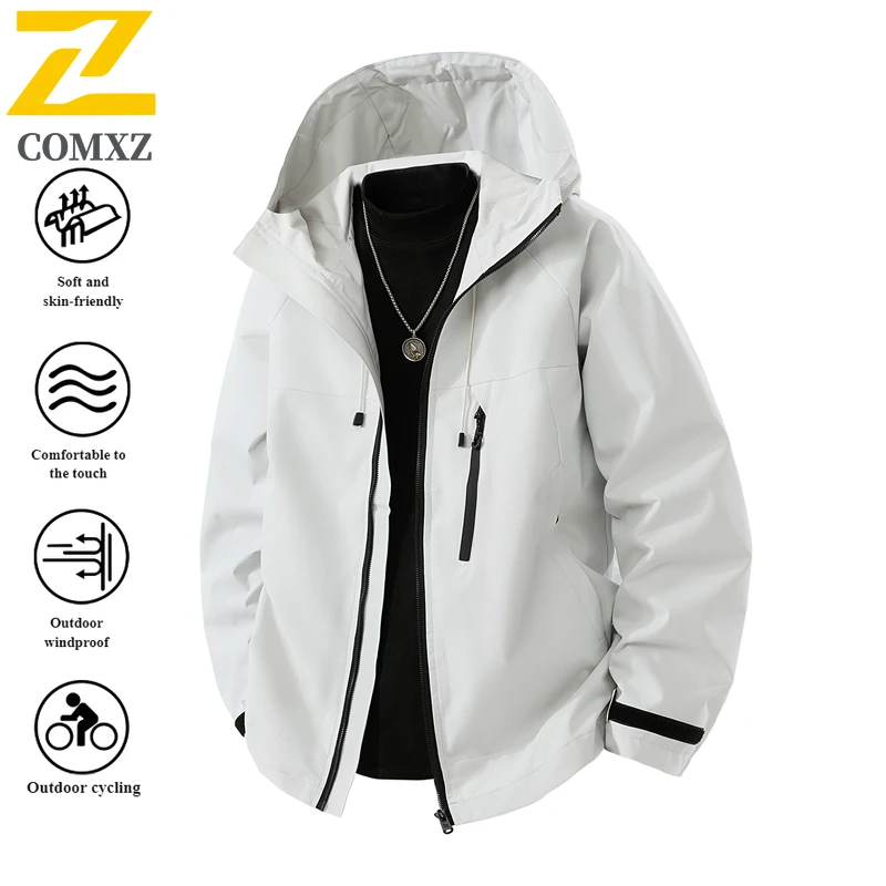 

New Spring Men's Jacket Casual Outdoor Waterproof Hooded Couple Travel Windbreaker Fashion Versatile Men's Coat Charge Jacket