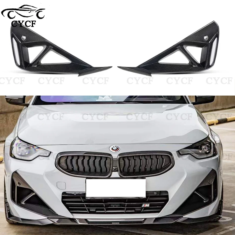

Для BMW 2 серии G42 M240 2022, передний бампер из углеродного волокна, вентиляционное отверстие, автомобильный Стайлинг, обновление, аксессуары для кузова