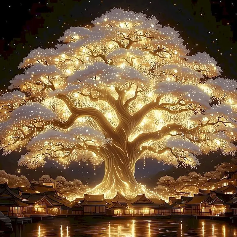 

GATYZTORY Full Round Diamond Mosaic Tree Picture 5D Diamond Painting Landscape House Rhinestones New Arrival Decor For Home