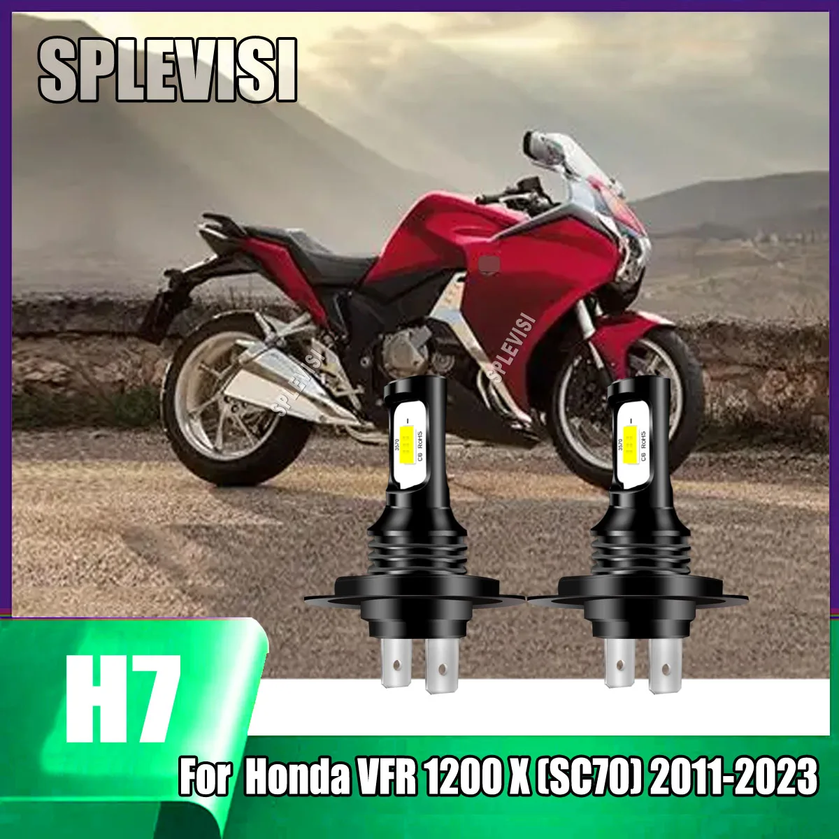 

LED H7 6000K White Headlight Bulbs - 100% direct connection For Honda VFR 1200 X (SC70) 2011 2012 2013 2014 2015 2016 2017-2023