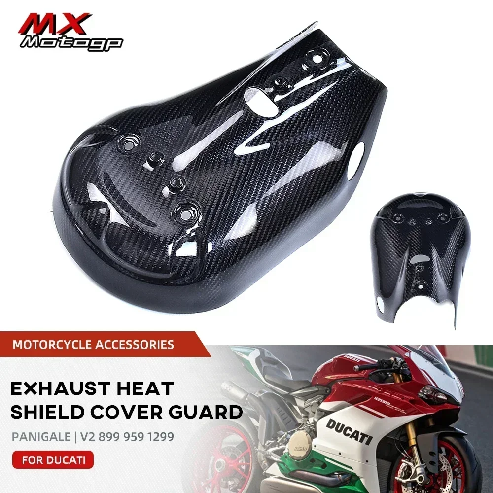 100% Carbon Fiber Exhaust Heat Shield Cover Protector For DUCATI Panigale 959 1299 V2 Motorcycle Accessories Exhaust Guard