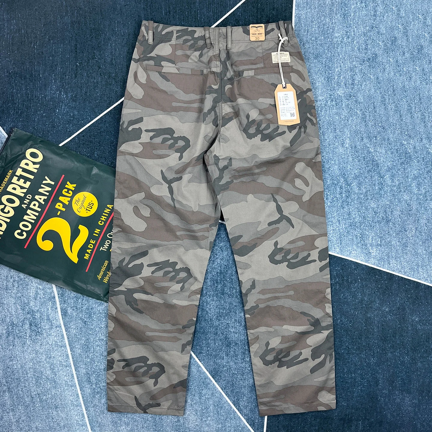 Summer outdoor lightweight camouflage pants for men's quick-drying pure cotton Japanese retro straight-leg casual trousers