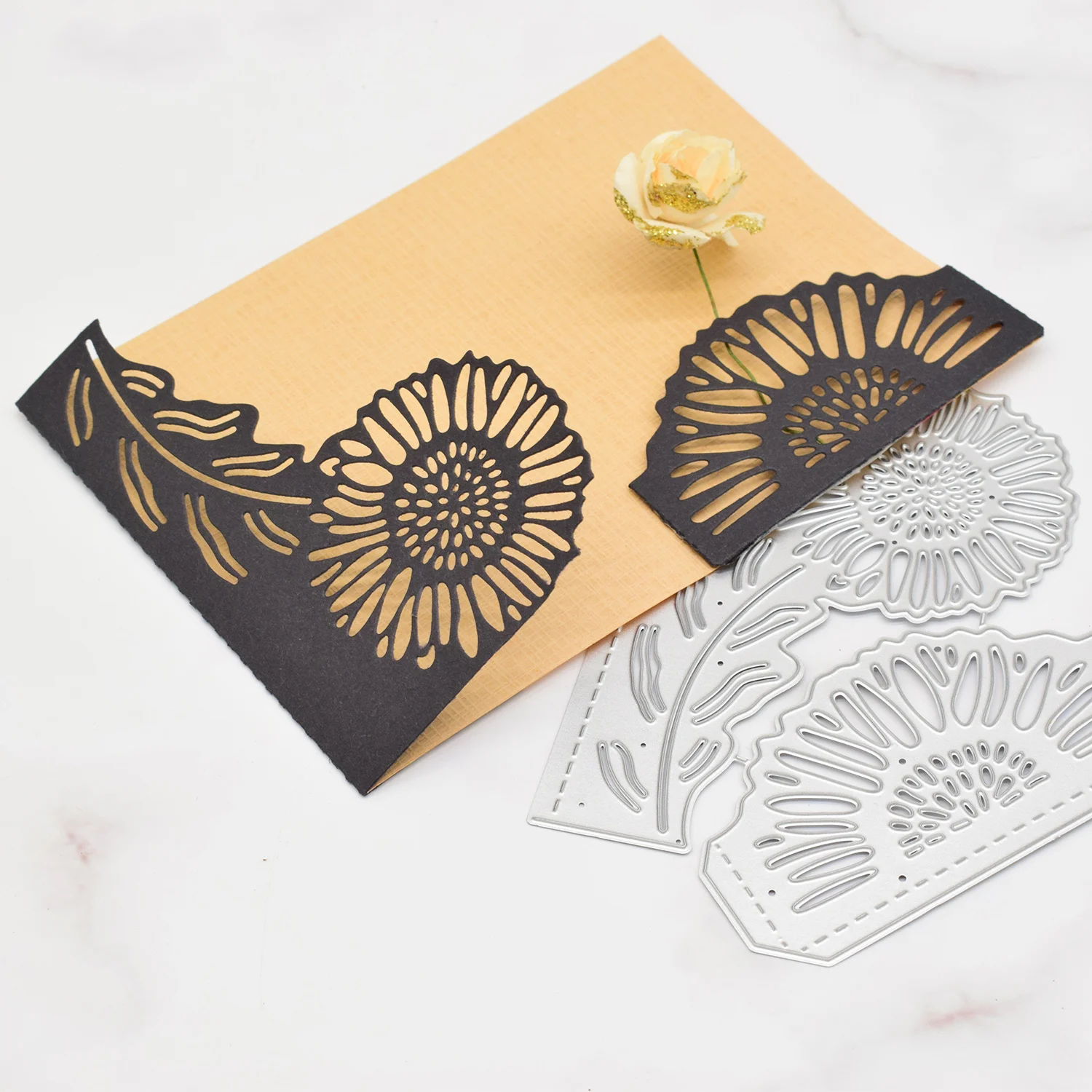 1pc Sonnenblumen Rand Grußkarten Metall Schneiden Stirbt für Scrapbooking Album Einladung Karte, Der Papier Handwerk