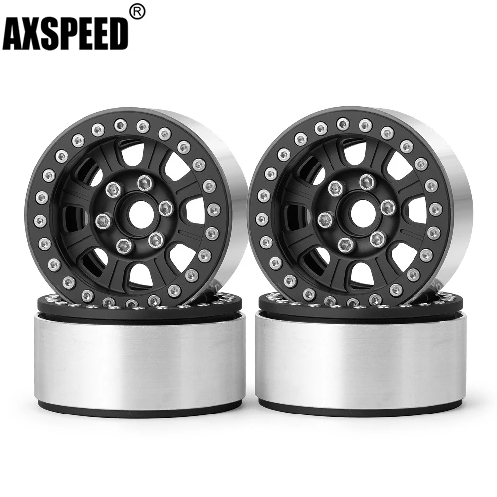 

AXSPEED 4Pcs 1.9'' Metal Beadlock Wheel Hub Rim 27mm for 1/10 RC Crawler Car TRX4 Axial SCX10 90046 AXI03007 RedCat Gen8 D90