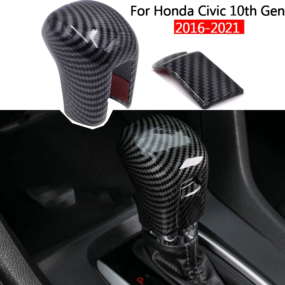 

Carbon Fiber Look Gear Shift Knob Head Cover For Honda Civic 10th Gen 2016 2017 2018 2019 2020 2021 Gear Head Shift Knob Handle