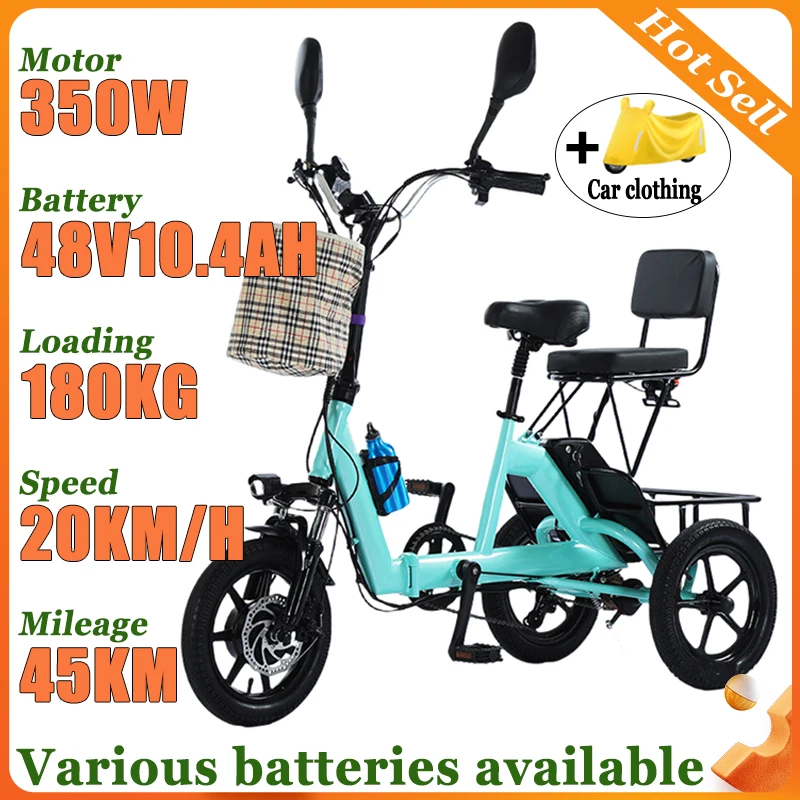 

Folding Battery Portable with Basket Mobility Scooter Small Electric Bicycle Elderly Removable Battery Adult Leisure Tricycle