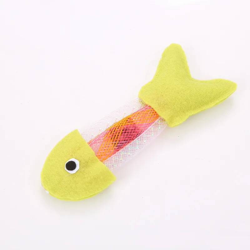 Fashion Cat Hose Spring and Canvas Fish Toy Cat Bouncing Toy Cat Puppy Toys Inflatable Balls Pets Products 14.5cm 1PC