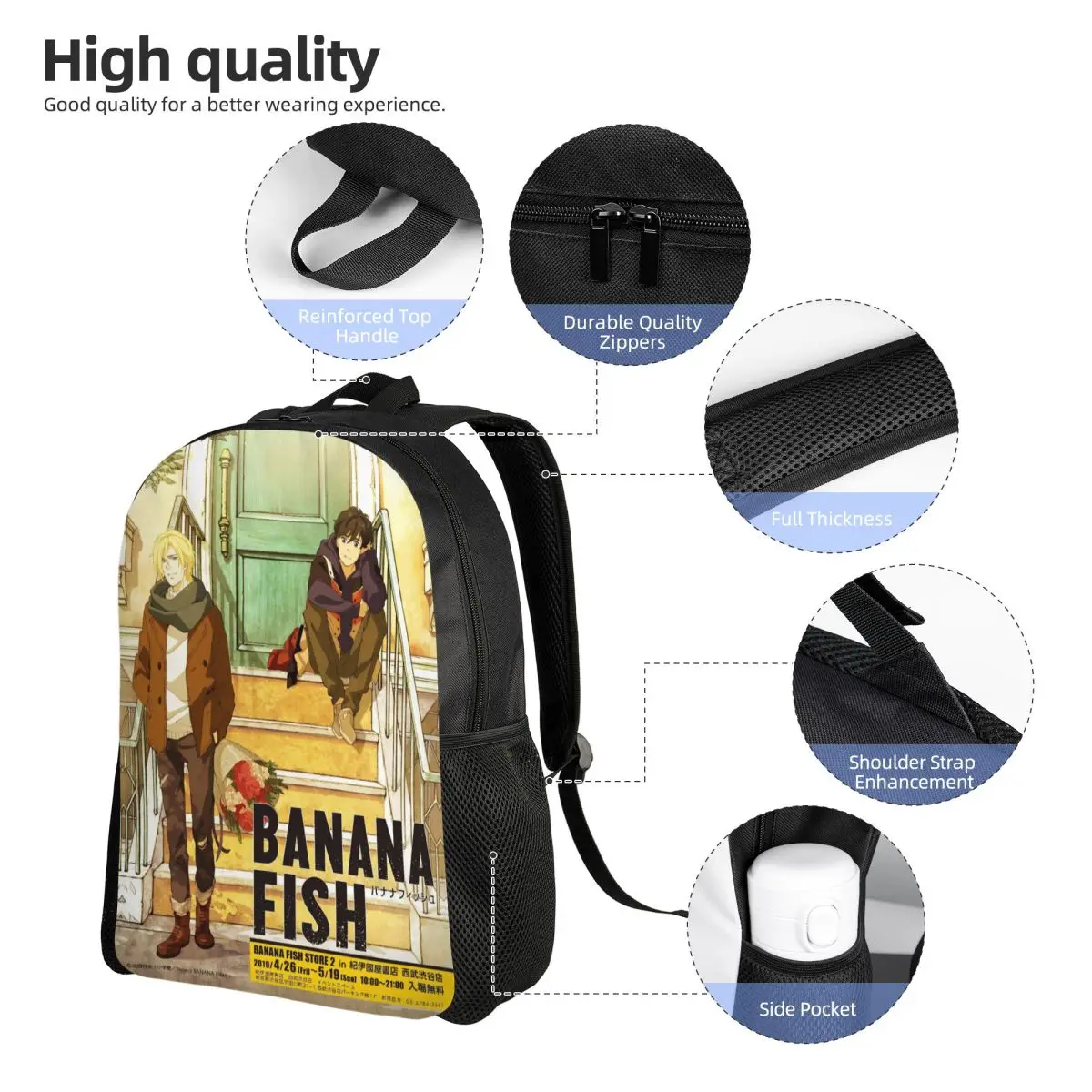 Children's Banana Fish Anime Backpack Preschool Kindergarten School Bags for Boys and Girls