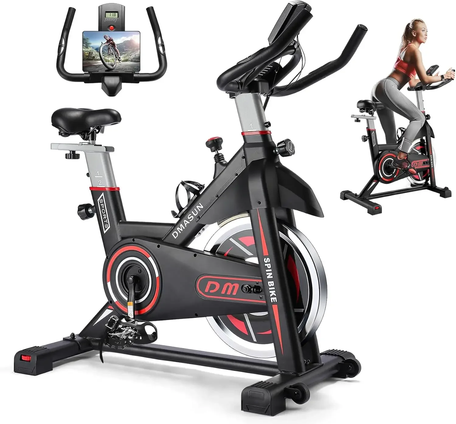 Exercise Bike, Silent Magnetic Resistance Stationary Bike for Home with 330 LBS Capacity, Indoor Bike with Comfortable Se