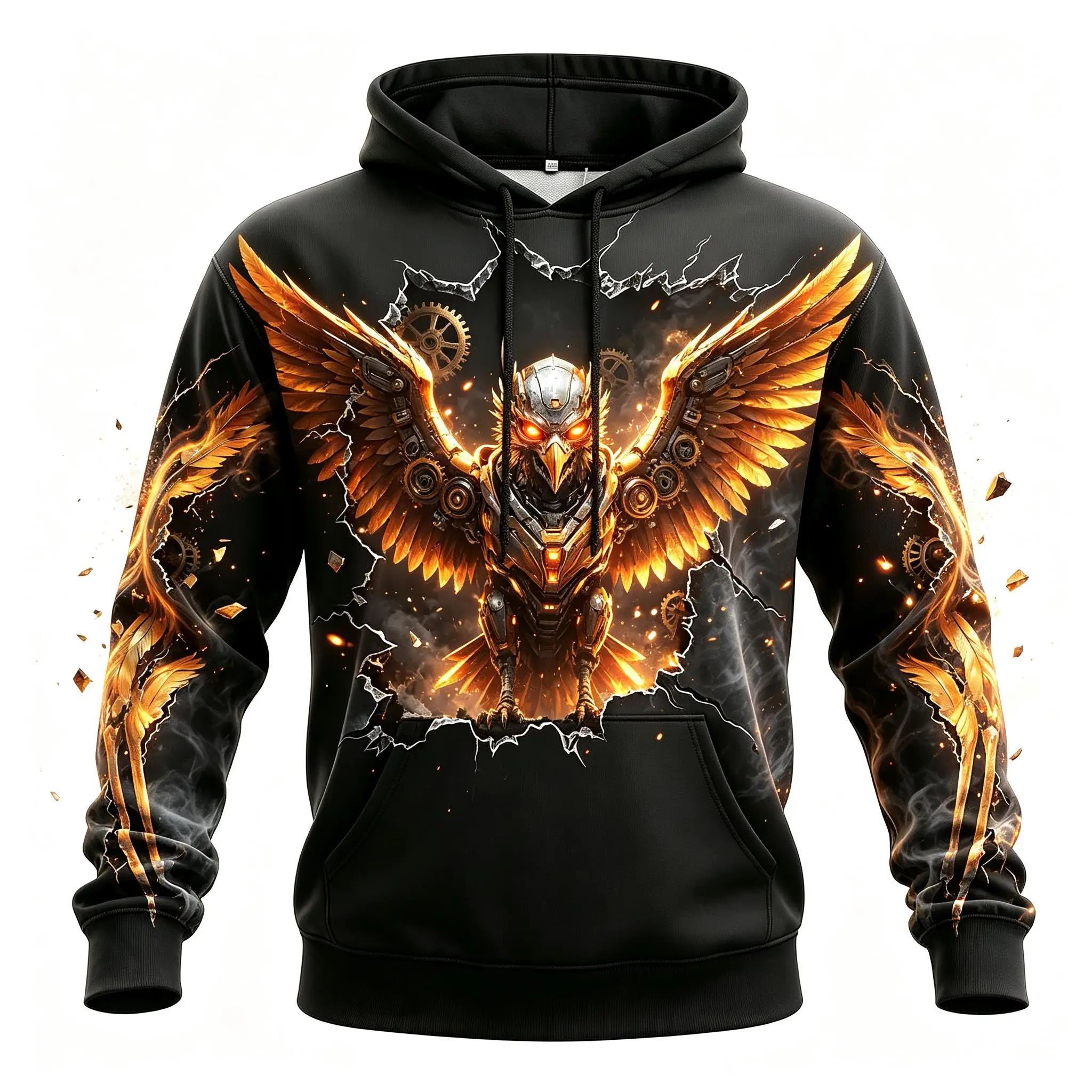 Men's Mystic Cosmic Evil Eye Cracked Galaxy Art Full Print Hoodie Gothic Long Sleeve Pullover Sweatshirt For Streetwear