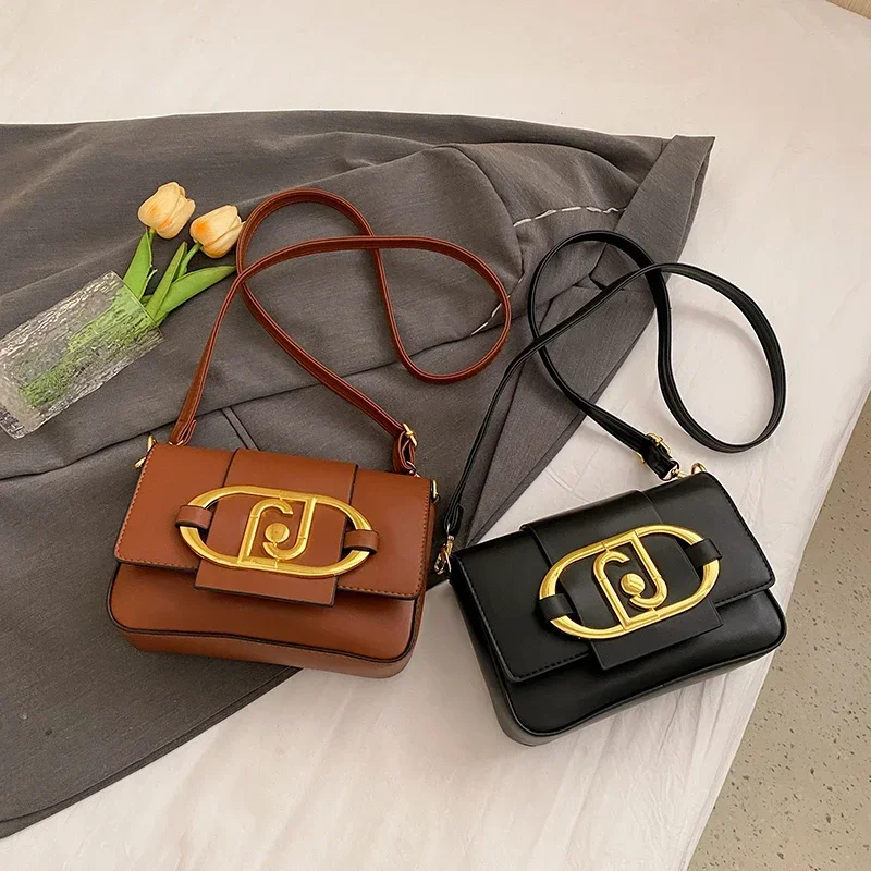 New Handbags Metal Magnetic Buckle Flap Purses Women Bag Light Luxury Versatile Chain Small Square Bags Underarm Crossbody Bag