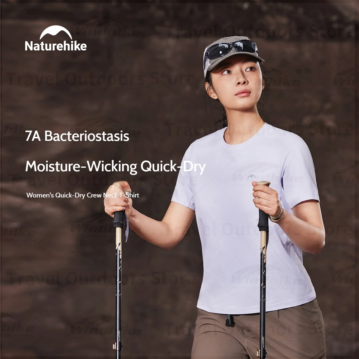 Naturehike Female Short Sleeve T-Shirt UPF50+ Antibacterial Anti-Odor Outdoor Quick-Dry Breathable Running Travel Fitness Shirt